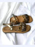 Dark Studded Casual Dress Comfort Wedges - cunei